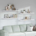 Vidaxl lot de 4 �tag�res murales marbre blanc 120 x 235 x 4 cm ? bois ding�nierie design contemporain ...