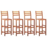 Vidaxl 4x bois d'acacia solide chaises de bar tabouret de bar sige de bar tabouret de bistrot tabouret ...