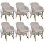 Vidaxl 6 pcs chaises de salle à manger beige tissu et chêne massif Vidaxl 6 pcs chaises de salle à manger beige tissu et chêne massif
