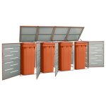 Vidaxl abri pour quatre poubelles, cache - poubelle avec couvercle, bote de rangement  poubelles jardin ...