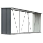 Abri de stockage de bois - vidaxl - 330x84x152 cm - acier galvanisé - gris - toit traditionnel Abri de stockage de bois - vidaxl - 330x84x152 cm - acier galvanisé - gris - toit traditionnel