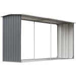 Abri de stockage de bois - vidaxl - 330x92x153 cm - acier galvanis - gris - durable et facile  assembler ...