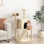 Vidaxl arbre  chat avec griffoirs en sisal crme 110, 5 cm 172061