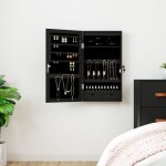 Vidaxl armoire  bijoux avec miroir et clairage led mural noir 353230