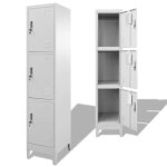 Armoire  casiers - vidaxl - 3 compartiments - 38 x 45 x 180 cm - couleur: gris