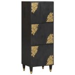 Vidaxl armoire haute 3 portes noire en bois de manguier massif 40 x 33 x 110 cm