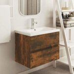 Vidaxl armoire de lavabo chne fum 60x38, 5x45 cm bois d'ingnierie 815648