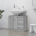 Vidaxl armoire de lavabo sonoma gris 63x30x54 cm bois d'ingnierie 815631
