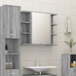 Vidaxl armoire  miroir de salle de bain sonoma gris 80x20, 5x64cm bois 815523