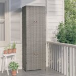 Vidaxl armoire de rangement jardin gris 59x40x180 cm résine tressée 319873 Vidaxl armoire de rangement jardin gris 59x40x180 cm résine tressée 319873