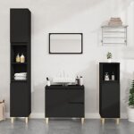 Vidaxl armoire de salle de bain noir 65x33x60 cm bois d'ingnierie 819821