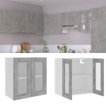 Vidaxl armoire en verre suspendue, meuble de cuisine mural avec tagre, armoire de rangement salle  ...