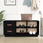 Vidaxl banc  chaussures noir 100x34x45 cm bois de pin massif 820181