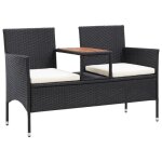 Vidaxl banc de jardin 2places et table à thé 143cm résine tressée noir Vidaxl banc de jardin 2places et table à thé 143cm résine tressée noir