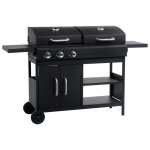 Vidaxl barbecue combin au charbon de bois avec 3 brleurs grille d'extrieur grille de cuisson barbecue ...