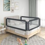 Vidaxl barrire de scurit de lit d'enfant gris fonc 160x25 cm tissu
