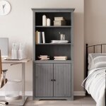Vidaxl bibliothque bodo gris 80 x 40 x 172 cm bois de pin massif 355058