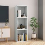 Bibliothque - vidaxl - gris bton - 3 tagres - 36 x 30 x 114 cm - meuble polyvalent