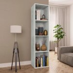 Bibliothque - vidaxl - gris bton - 4 tagres - 36 x 30 x 143 cm - meuble de salon