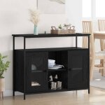 Vidaxl buffet bas ch�ne noir 100 x 35 x 80 cm ? 2 portes bois ding�nierie contemporain