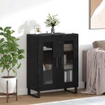 Vidaxl buffet bas ch�ne noir 695 x 34 x 90 cm - 2 portes bois ding�nierie