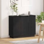 Vidaxl buffet bas led ch�ne noir 90 x 32 x 75 cm ? 3 portes bois ding�nierie
