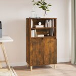 Vidaxl buffet haut, armoire avec 2 tagres et 4 compartiments, meuble de rangement avec portes, organisateur ...