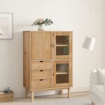 Vidaxl buffet haut otta 85x43x125 cm bois massif de pin 351306