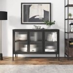 Vidaxl buffet noir 105x35x70 cm verre et acier 353002