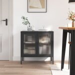 Vidaxl buffet noir 70x35x70 cm verre et acier 353001