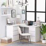 Vidaxl bureau d'angle blanc 145x100x76 cm agglomr