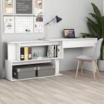 Vidaxl bureau d'angle blanc 200x50x76 cm agglomr