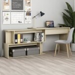 Vidaxl bureau d'angle chne sonoma 200x50x76 cm agglomr