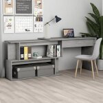 Vidaxl bureau d'angle gris bton 200x50x76 cm agglomr