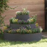 Vidaxl cache - pot de jardin anthracite 90 x 90 x 20 cm jardins et terrasses pot moderne rond acier pour ...