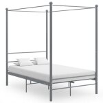 Vidaxl cadre de lit  baldaquin gris mtal 140x200 cm
