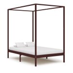 Vidaxl cadre de lit  baldaquin marron fonc pin massif 120 x 200 cm