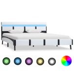 Vidaxl cadre de lit avec led et tte de lit blanc 140x200cm similicuir 280299