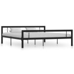 Vidaxl cadre de lit noir et blanc mtal 180 x 200 cm