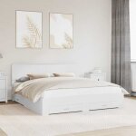 Vidaxl cadre de lit avec tiroir blanc 180 x 200 cm bois ding�nierie cadre de lit �l�gant style moderne ...