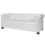 Vidaxl canapé à 3 places cuir synthétique blanc Vidaxl canapé à 3 places cuir synthétique blanc