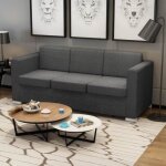 Vidaxl canap  3 places tissu gris fonc 243584