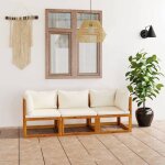 Vidaxl canap de jardin  3 places avec coussin canap de patio meuble de terrasse canap d'extrieur ...