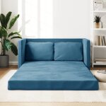 Vidaxl canap - lit 2 en 1 bleu 122x204x55 cm velours 353962