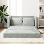 Vidaxl canap - lit 2 en 1 gris clair 122x204x55 cm velours 353957