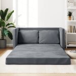 Vidaxl canap - lit 2 en 1 gris fonc 122x204x55 cm velours 353958