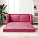Vidaxl canap - lit 2 en 1 rouge bordeaux 122x204x55 cm velours 353960