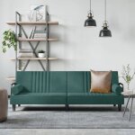 Vidaxl canap - lit avec accoudoirs vert fonc velours 351896
