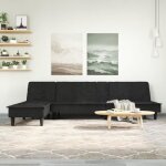 Vidaxl canapé - lit en forme de l noir 255x140x70 cm velours 3157263 Vidaxl canapé - lit en forme de l noir 255x140x70 cm velours 3157263