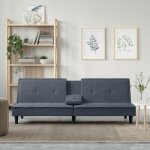 Vidaxl canap - lit avec porte - gobelets gris fonc velours 351921